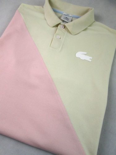 LACOSTE L!VE SPORTOS ELEGÁNS RÓZSASZÍN-BÉZS RÖVID UJJÚ FÉRFI (XL / 2XL) GALLÉROS PÓLÓ