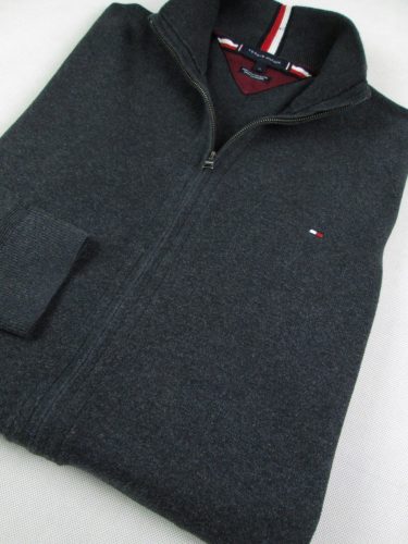 TOMMY HILFIGER HOSSZÚ UJJÚ FÉRFI (XL) SÖTÉTSZÜRKE KARDIGÁN PULÓVER